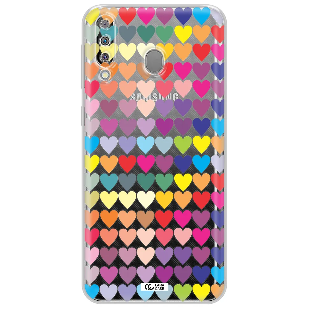 a colorful heart pattern Samsung M30 Clear TPU Case