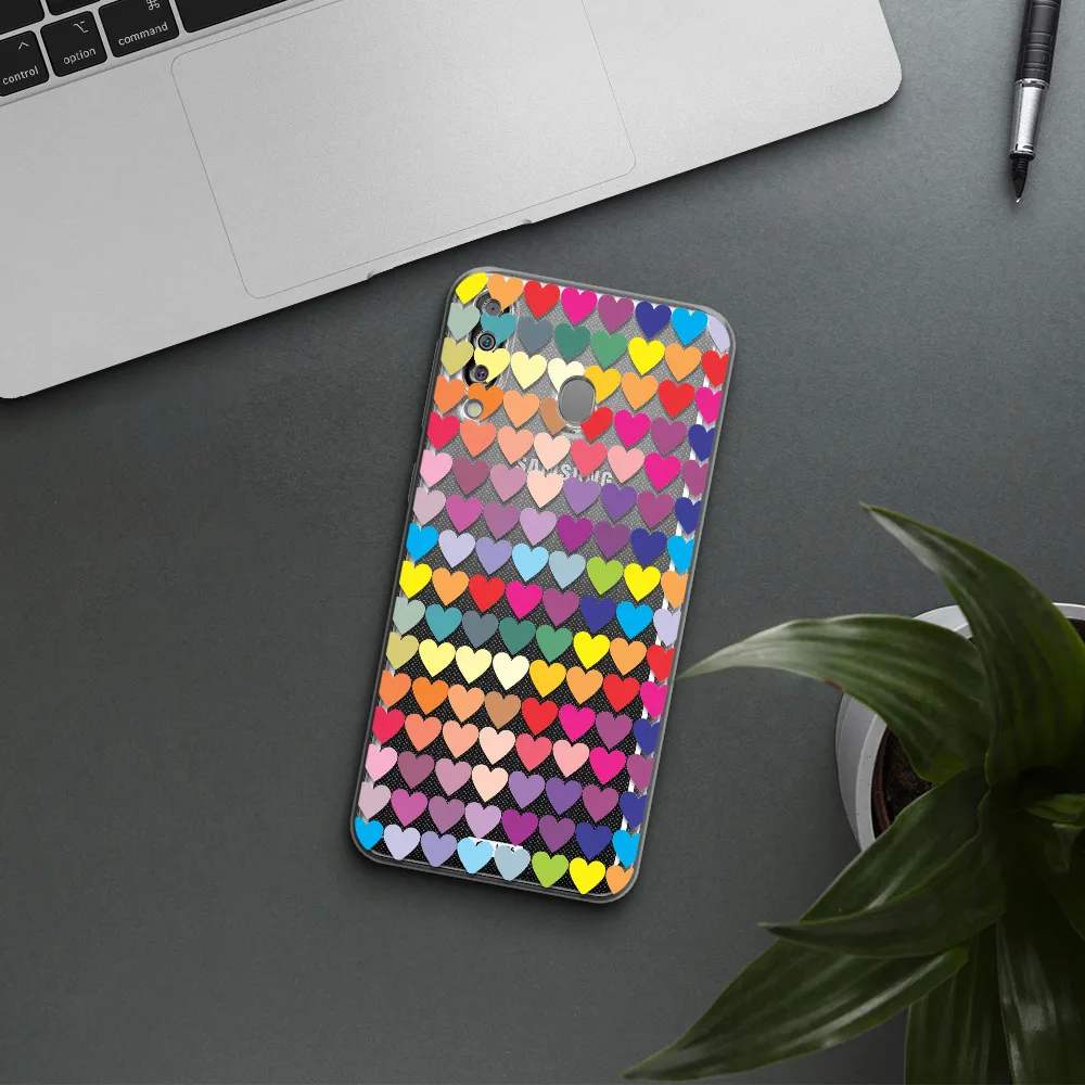 a colorful heart pattern Samsung M30 Clear TPU Case