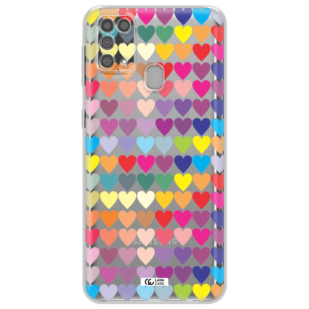a colorful heart pattern Samsung M31 Clear TPU Case
