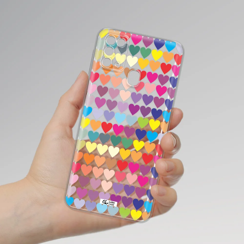 a colorful heart pattern Samsung M31 Clear TPU Case
