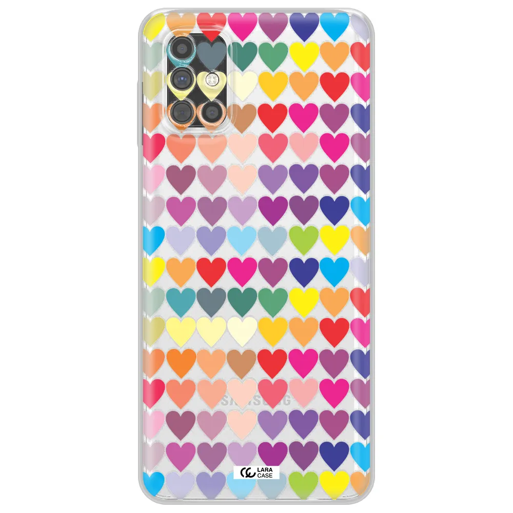a colorful heart pattern Samsung M51 Clear TPU Case