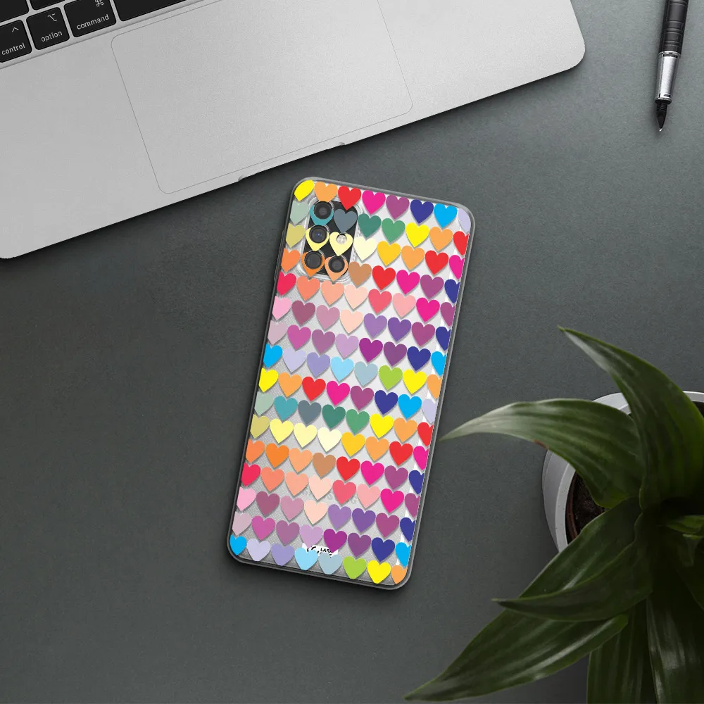 a colorful heart pattern Samsung M51 Clear TPU Case