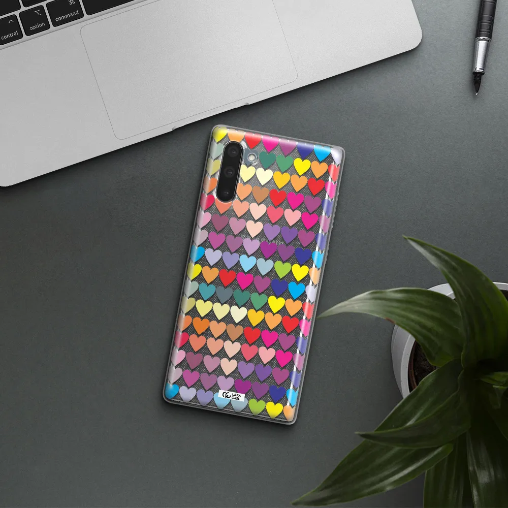 a colorful heart pattern Samsung Note 10 Clear TPU Case