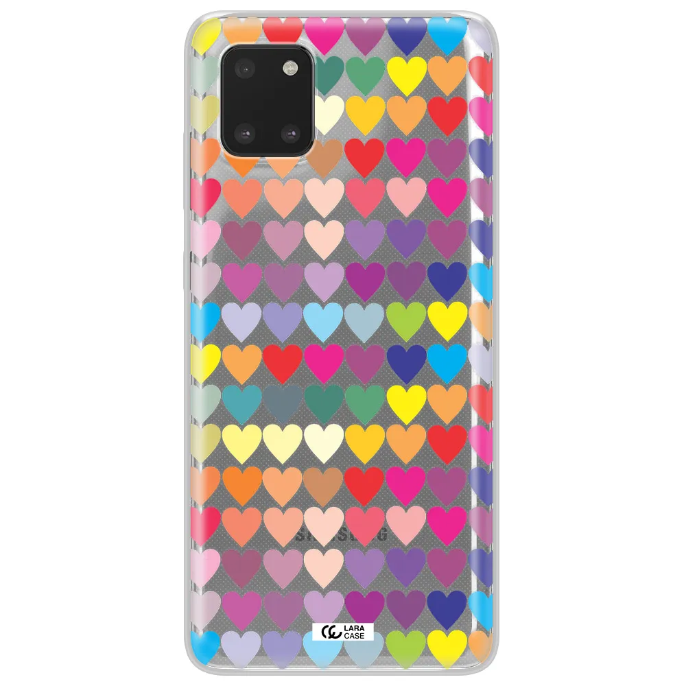 a colorful heart pattern Samsung Note 10 Lite Clear TPU Case