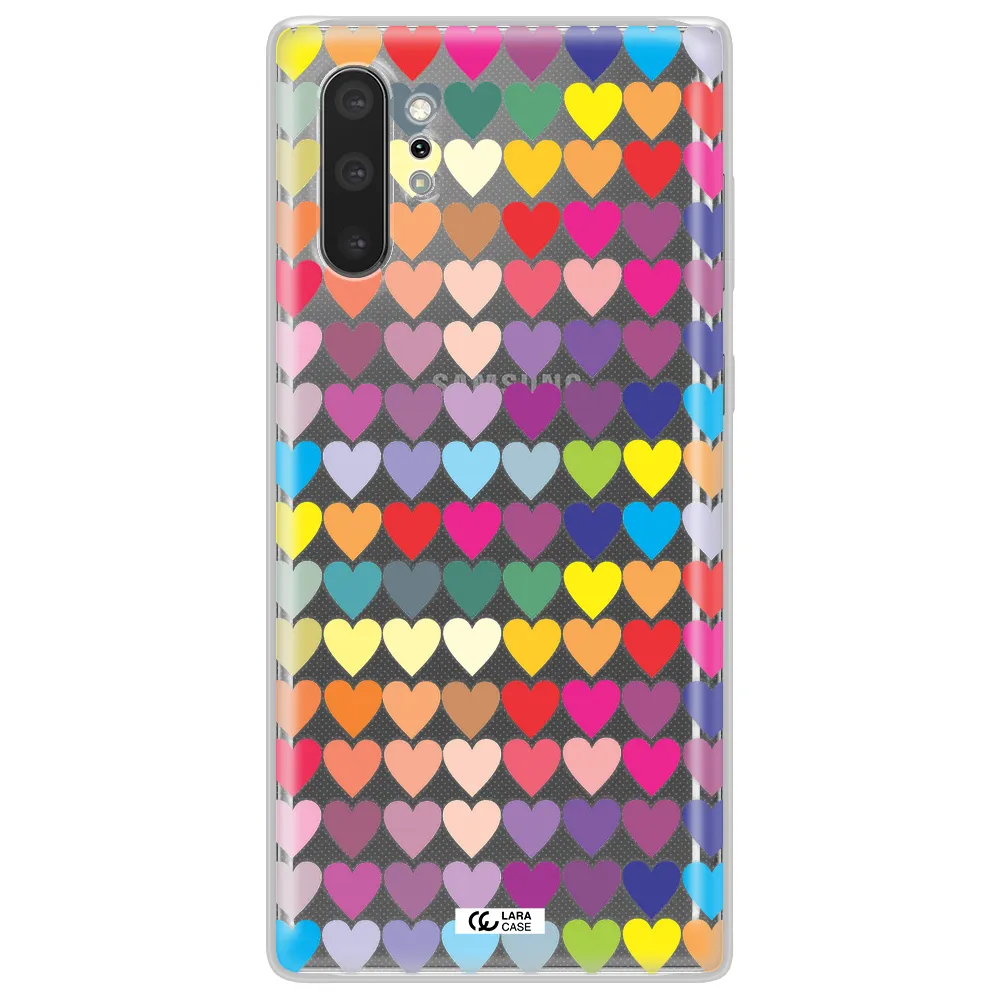 a colorful heart pattern Samsung Note 10 Plus Clear TPU Case