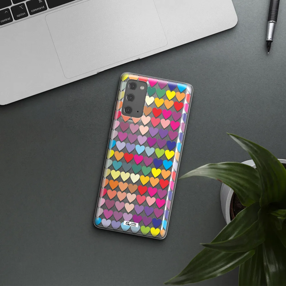 a colorful heart pattern Samsung Note 20 Clear TPU Case