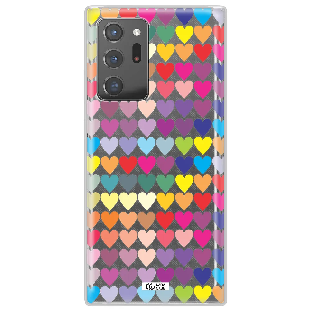 a colorful heart pattern Samsung Note 20 Ultra Clear TPU Case