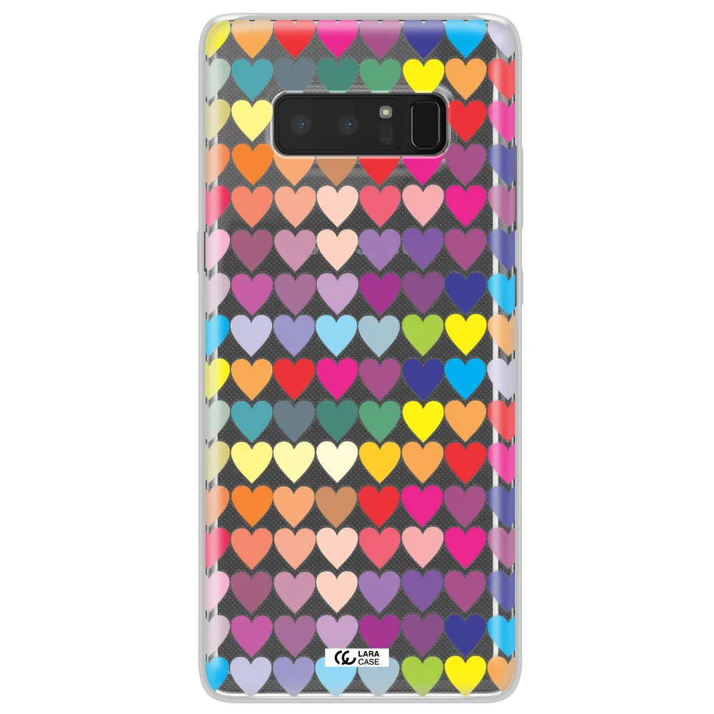 a colorful heart pattern Samsung Note 8 Clear TPU Case