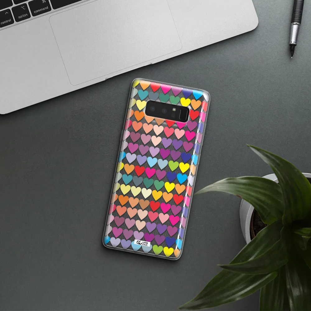 a colorful heart pattern Samsung Note 8 Clear TPU Case