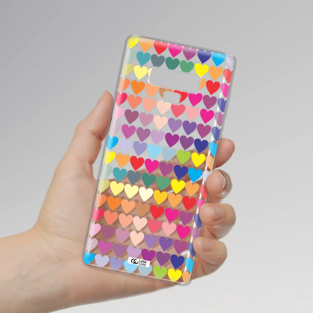 a colorful heart pattern Samsung Note 9 Clear TPU Case