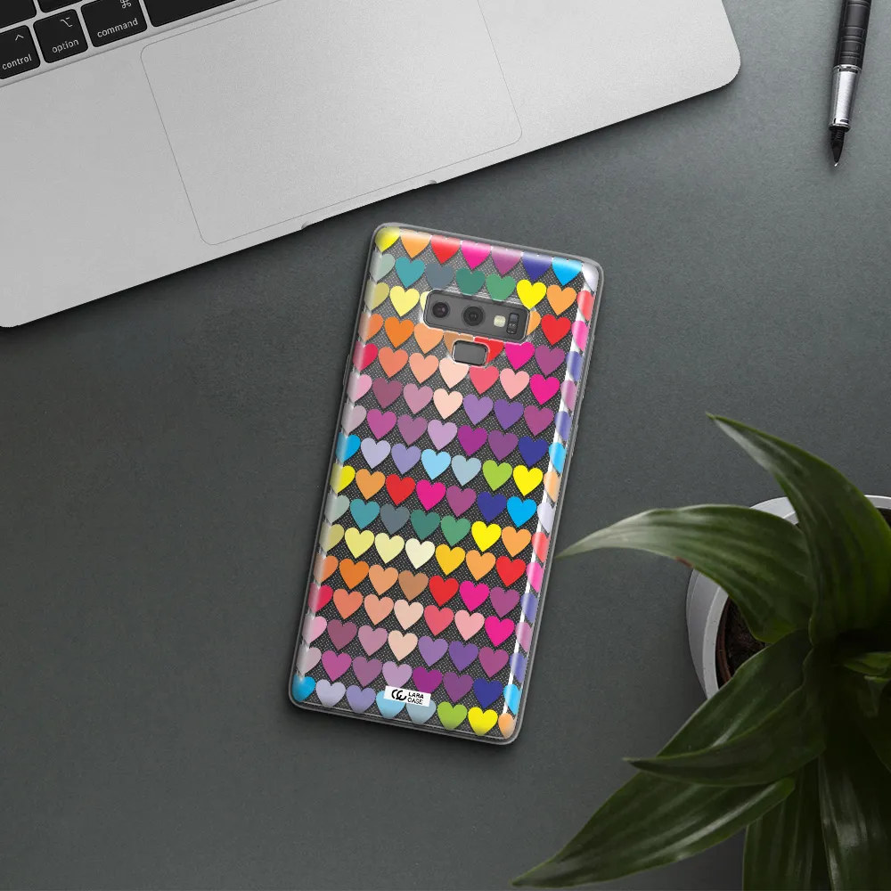 a colorful heart pattern Samsung Note 9 Clear TPU Case