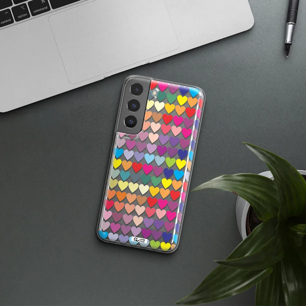 a colorful heart pattern Samsung S 22 Plus Clear TPU Case