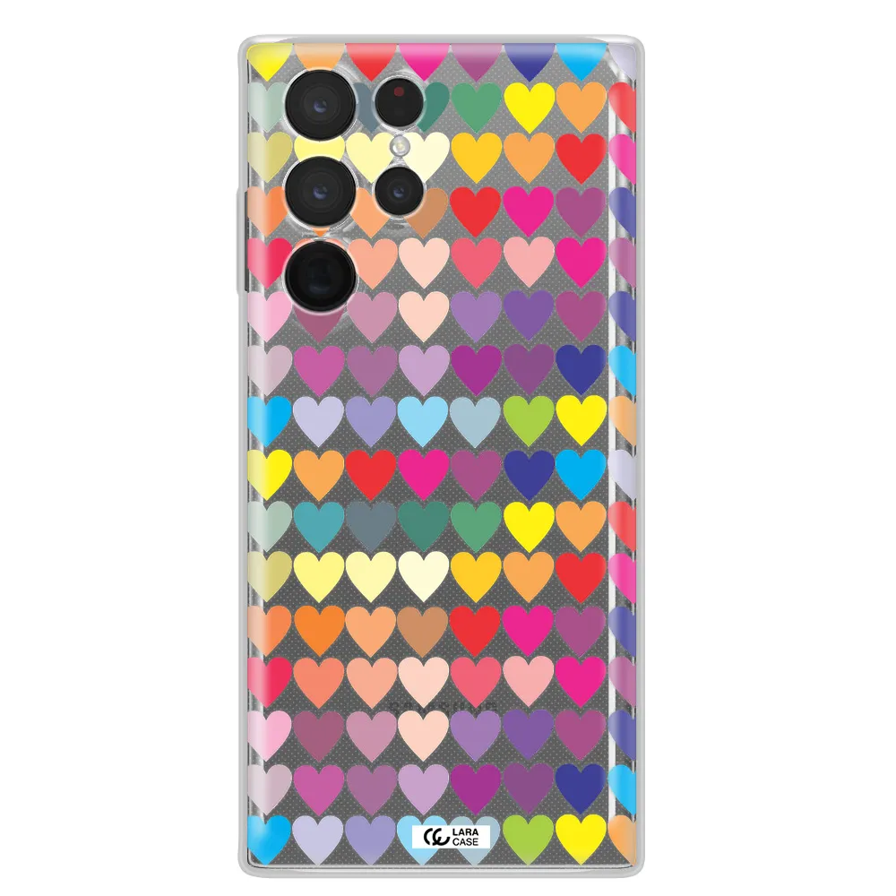 a colorful heart pattern Samsung S 22 Ultra Clear TPU Case