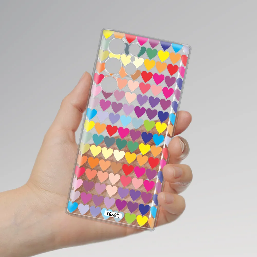 a colorful heart pattern Samsung S 22 Ultra Clear TPU Case