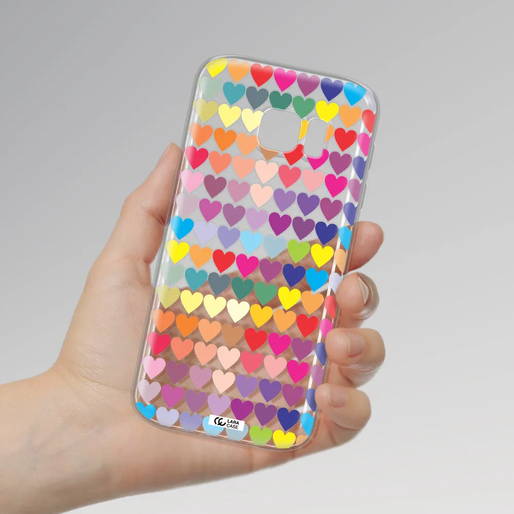 a colorful heart pattern Samsung S 7 Clear TPU Case