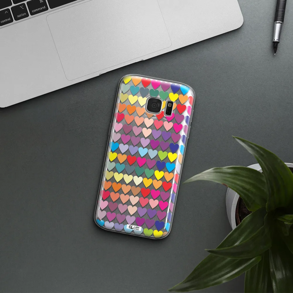 a colorful heart pattern Samsung S 7 Clear TPU Case