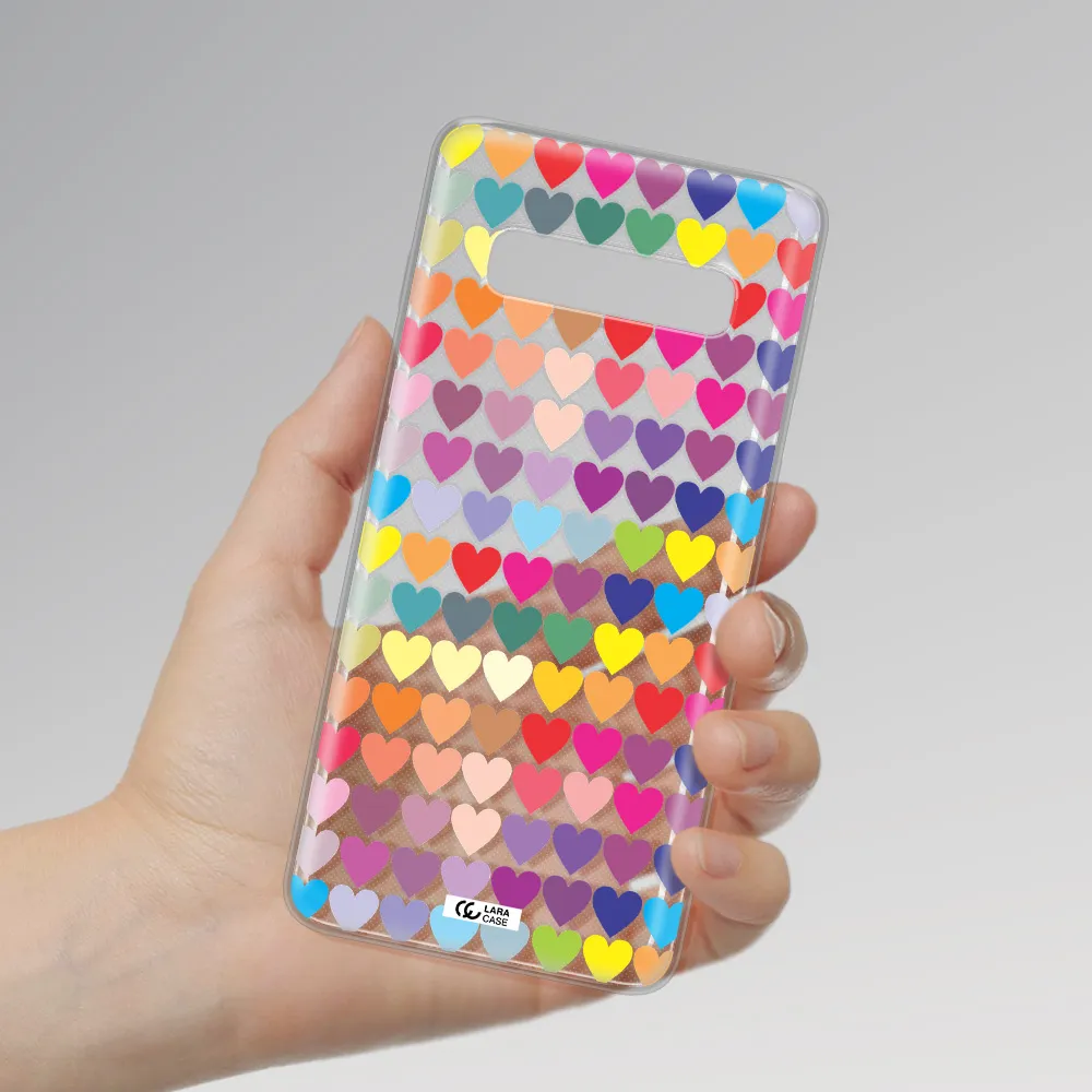 a colorful heart pattern Samsung S10 Clear TPU Case