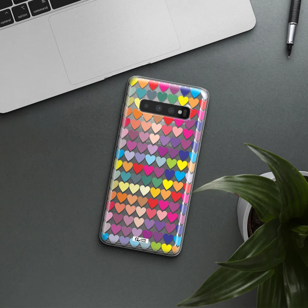 a colorful heart pattern Samsung S10 Clear TPU Case