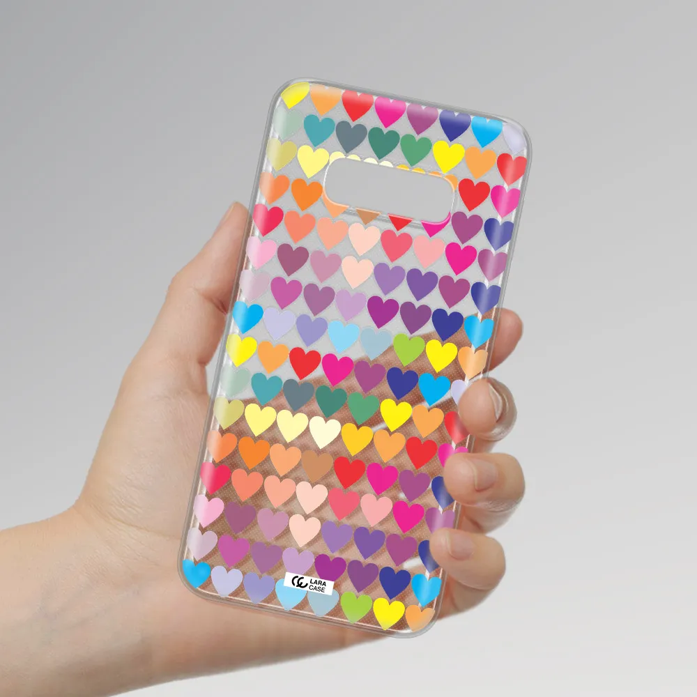 a colorful heart pattern Samsung S10e Clear TPU Case