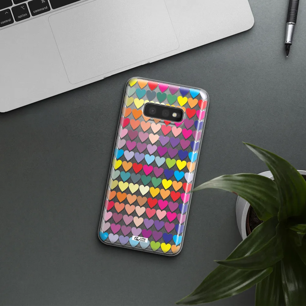 a colorful heart pattern Samsung S10e Clear TPU Case
