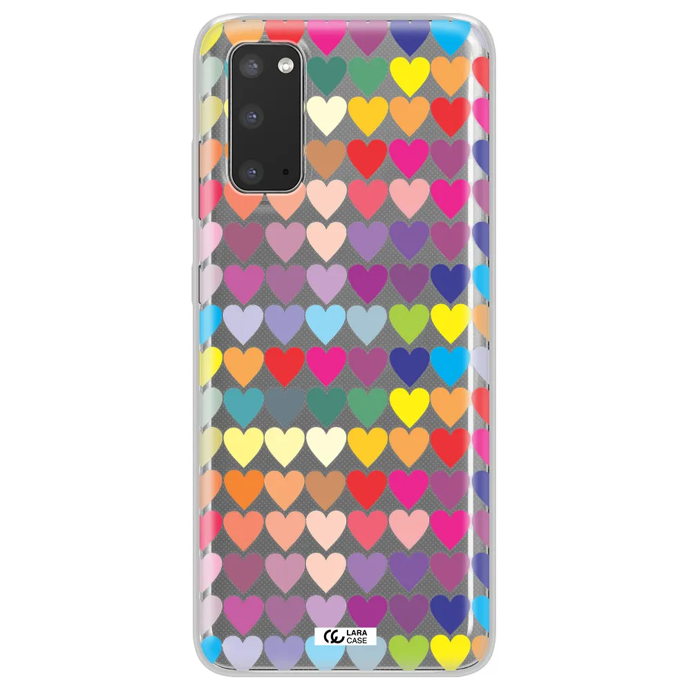 a colorful heart pattern Samsung S20 Clear TPU Case