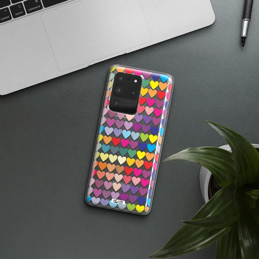 a colorful heart pattern Samsung S20 Ultra Clear TPU Case