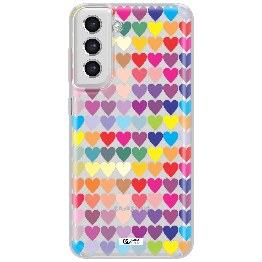 A Colorful Heart Pattern Samsung S21 Fe Clear Tpu Case