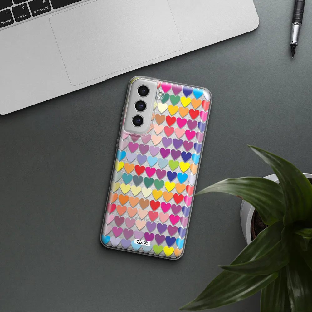 A Colorful Heart Pattern Samsung S21 Fe Clear Tpu Case
