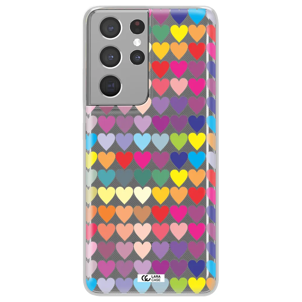 a colorful heart pattern Samsung S21 Ultra Clear TPU Case
