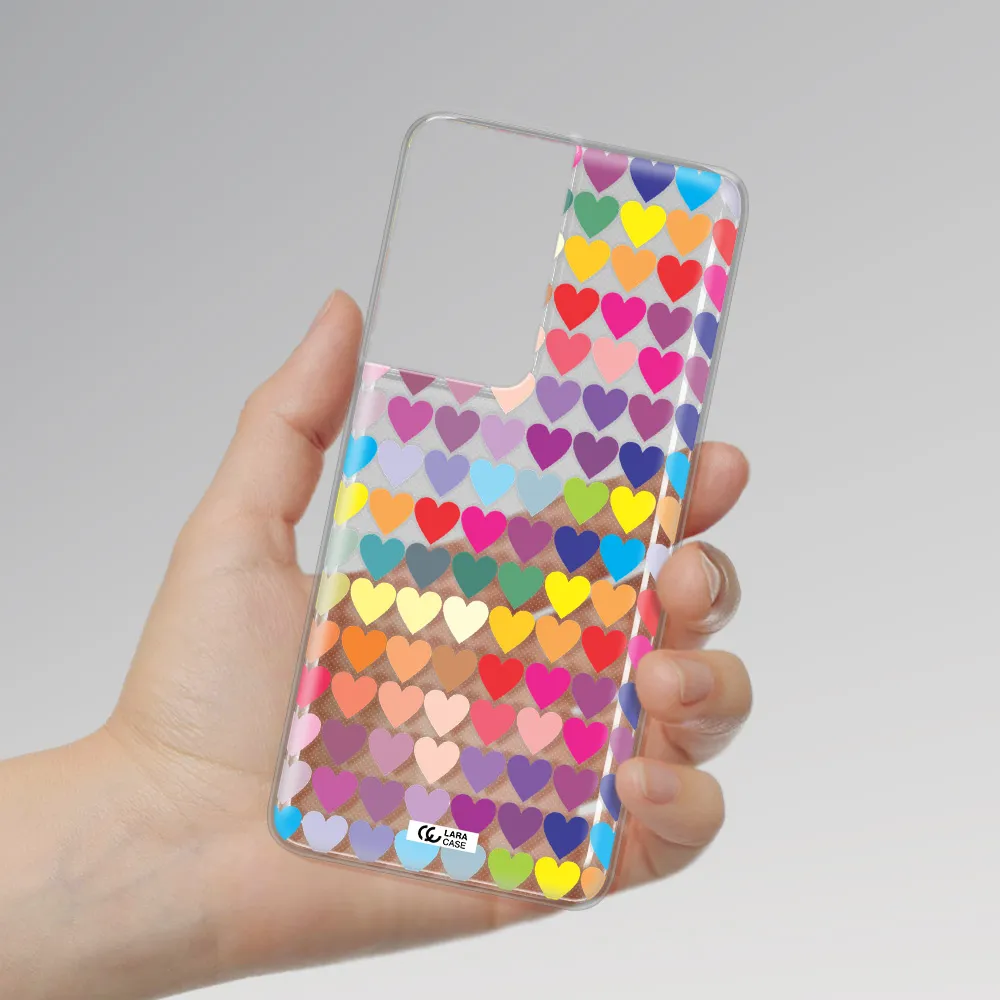 a colorful heart pattern Samsung S21 Ultra Clear TPU Case
