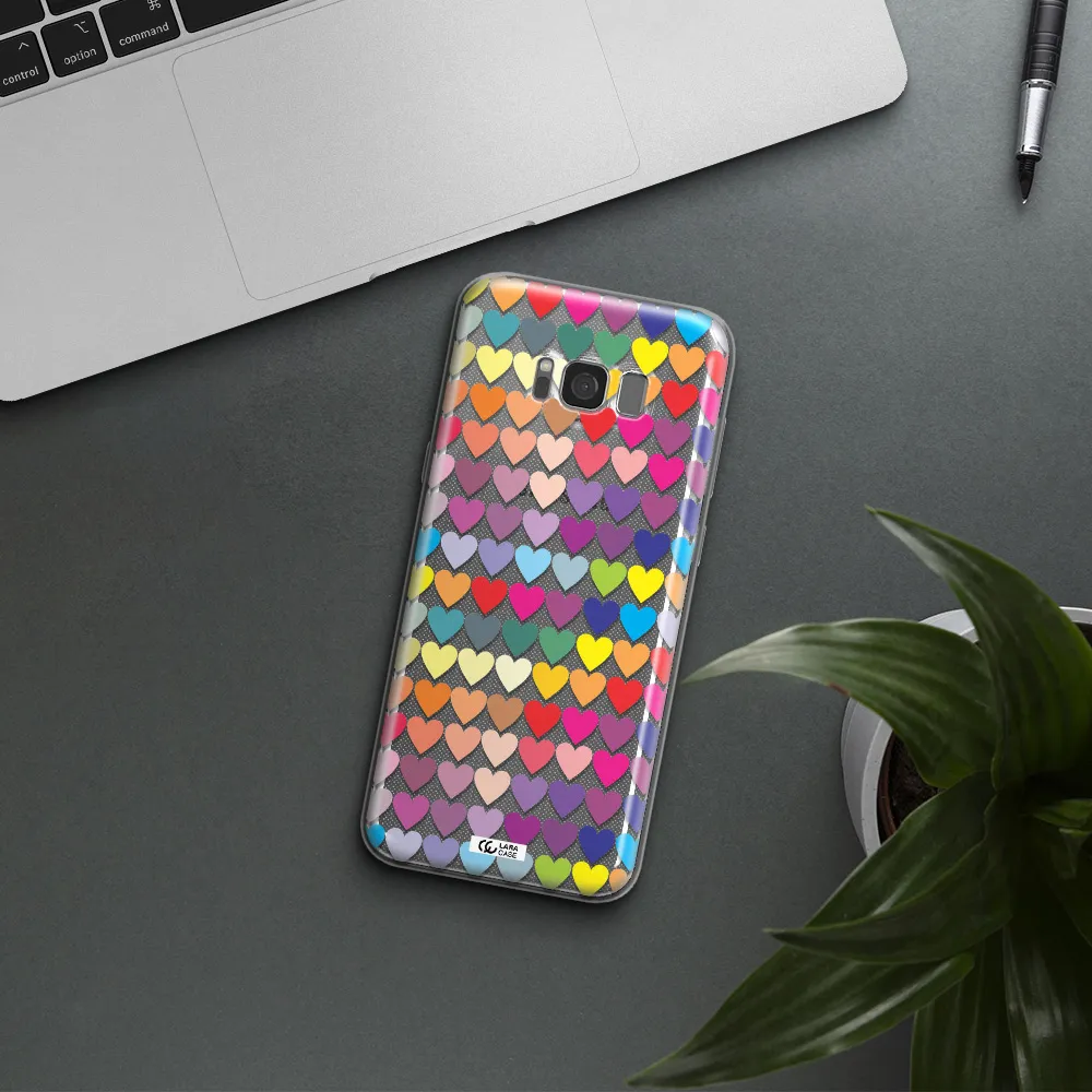a colorful heart pattern Samsung S8 Clear TPU Case