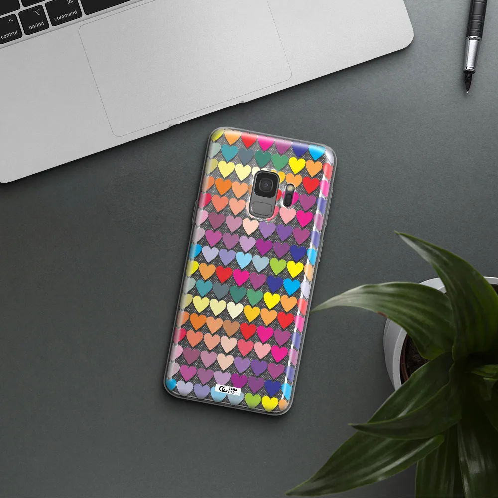 a colorful heart pattern Samsung S9 Clear TPU Case