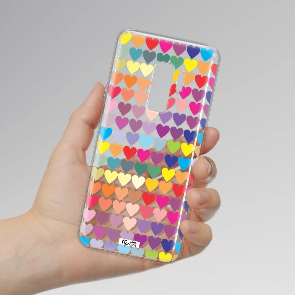 a colorful heart pattern Samsung S9 Plus Clear TPU Case