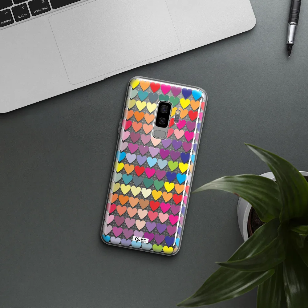 a colorful heart pattern Samsung S9 Plus Clear TPU Case