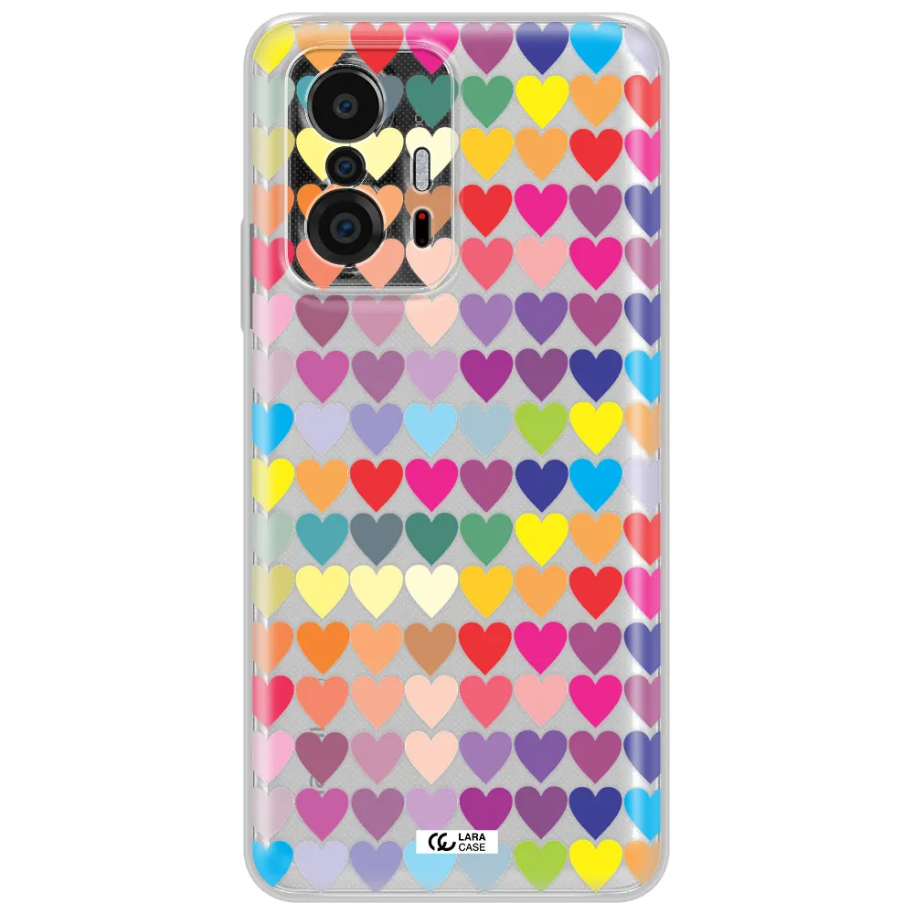 A Colorful Heart Pattern Xiaomi 11T Clear Tpu Case