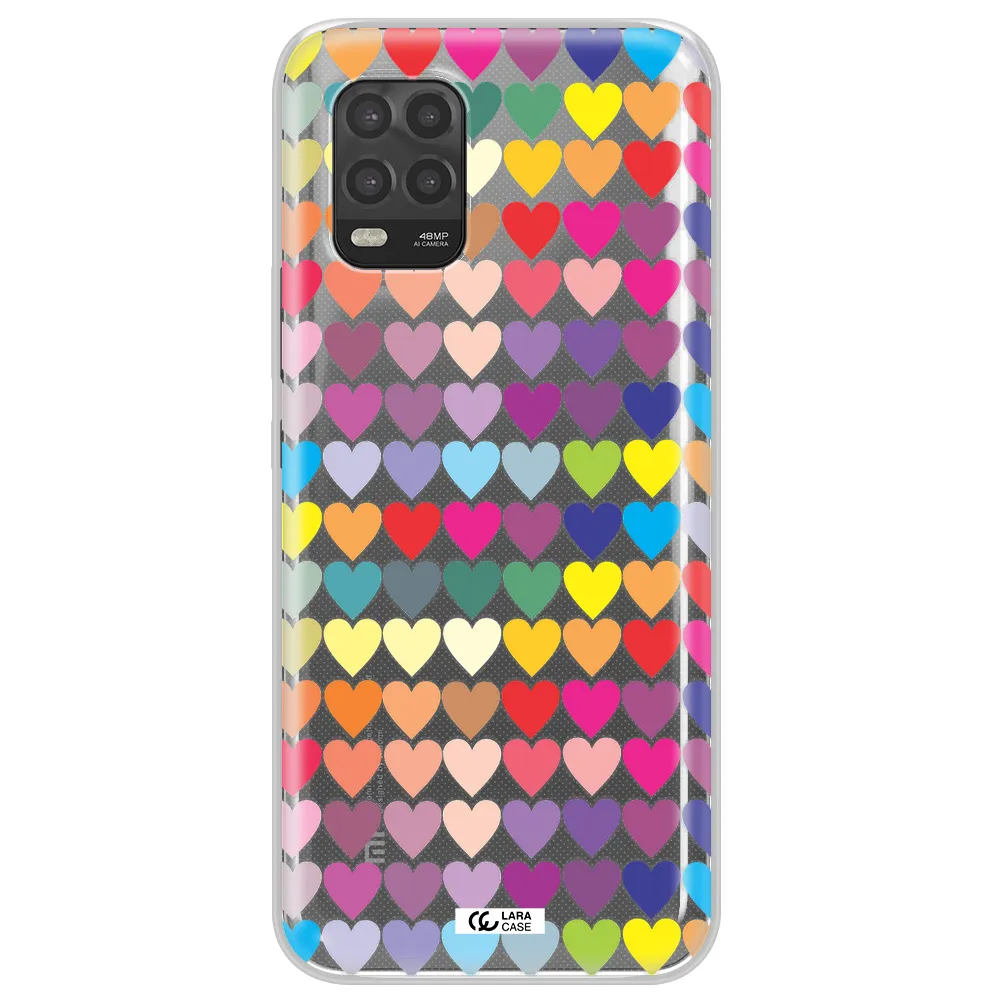 a colorful heart pattern Xiaomi Mi 10 Lite Clear TPU Case