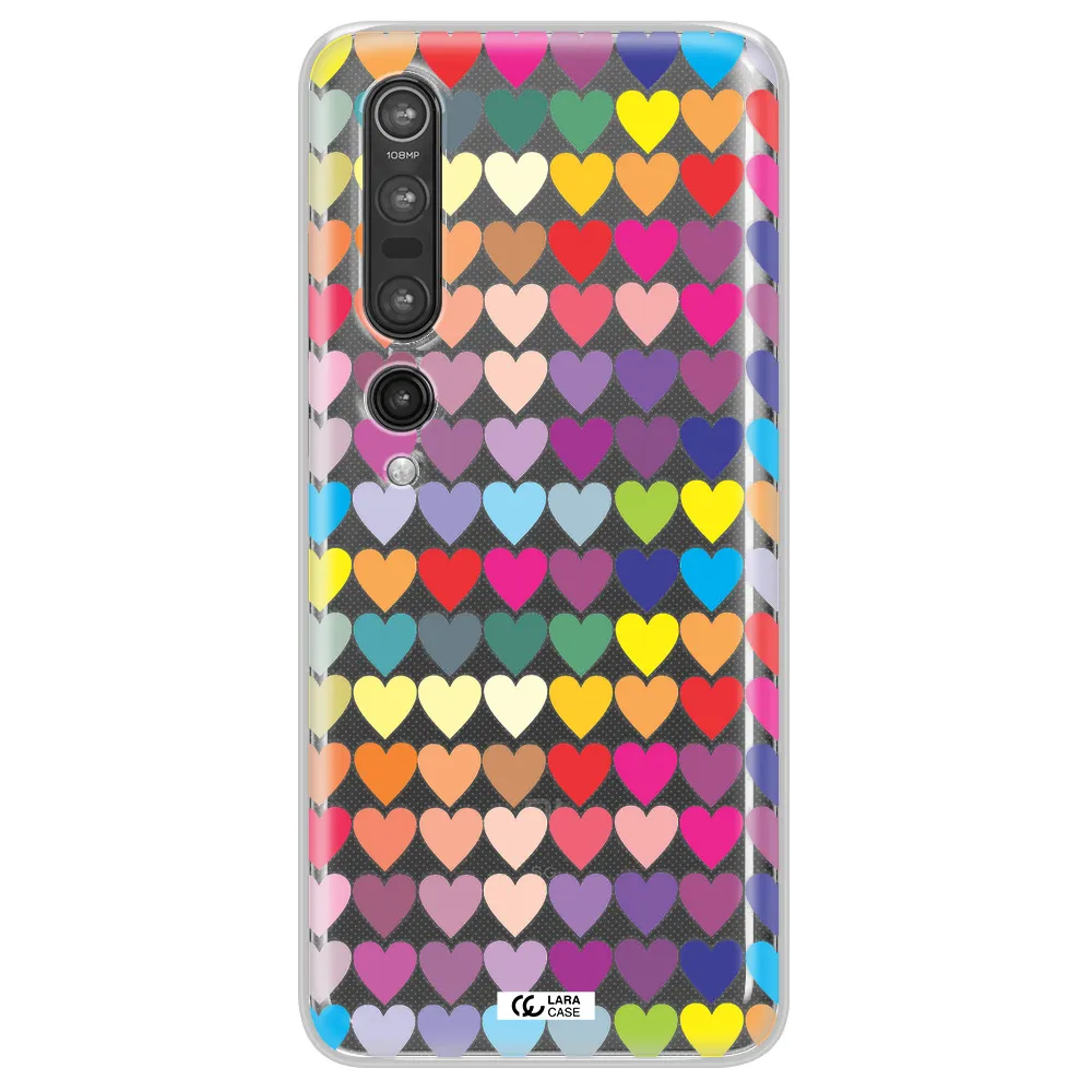a colorful heart pattern Xiaomi Mi 10 Pro Clear TPU Case