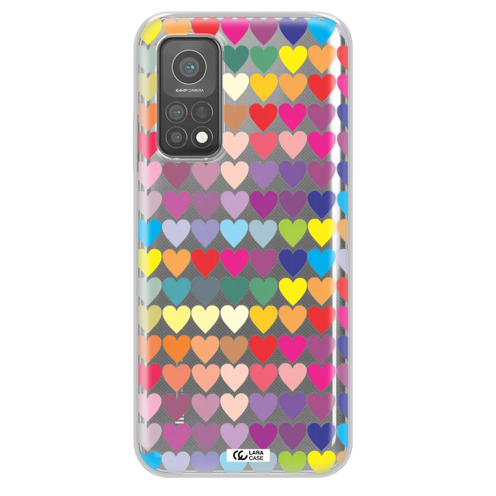 a colorful heart pattern Xiaomi Mi 10 T Pro Clear TPU Case