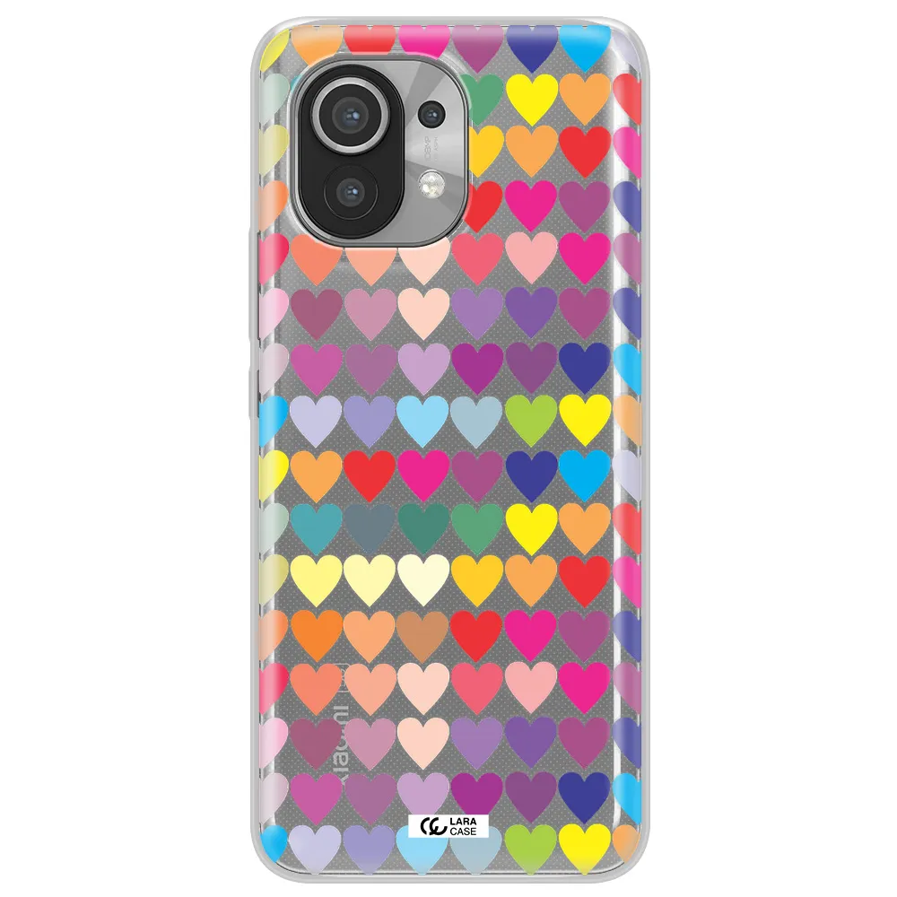 a colorful heart pattern Xiaomi Mi 11 Clear TPU Case