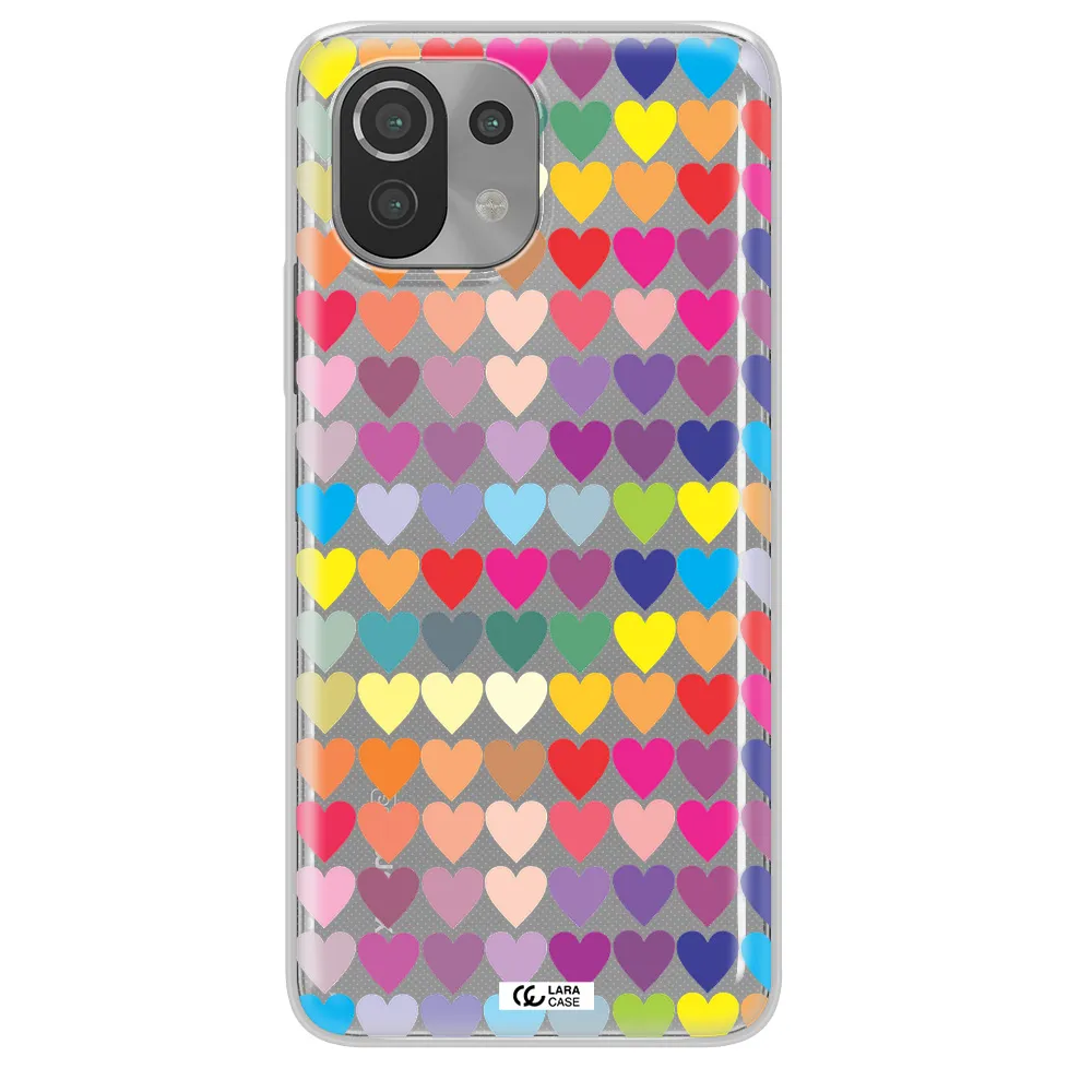 a colorful heart pattern Xiaomi Mi 11 Lite Clear TPU Case