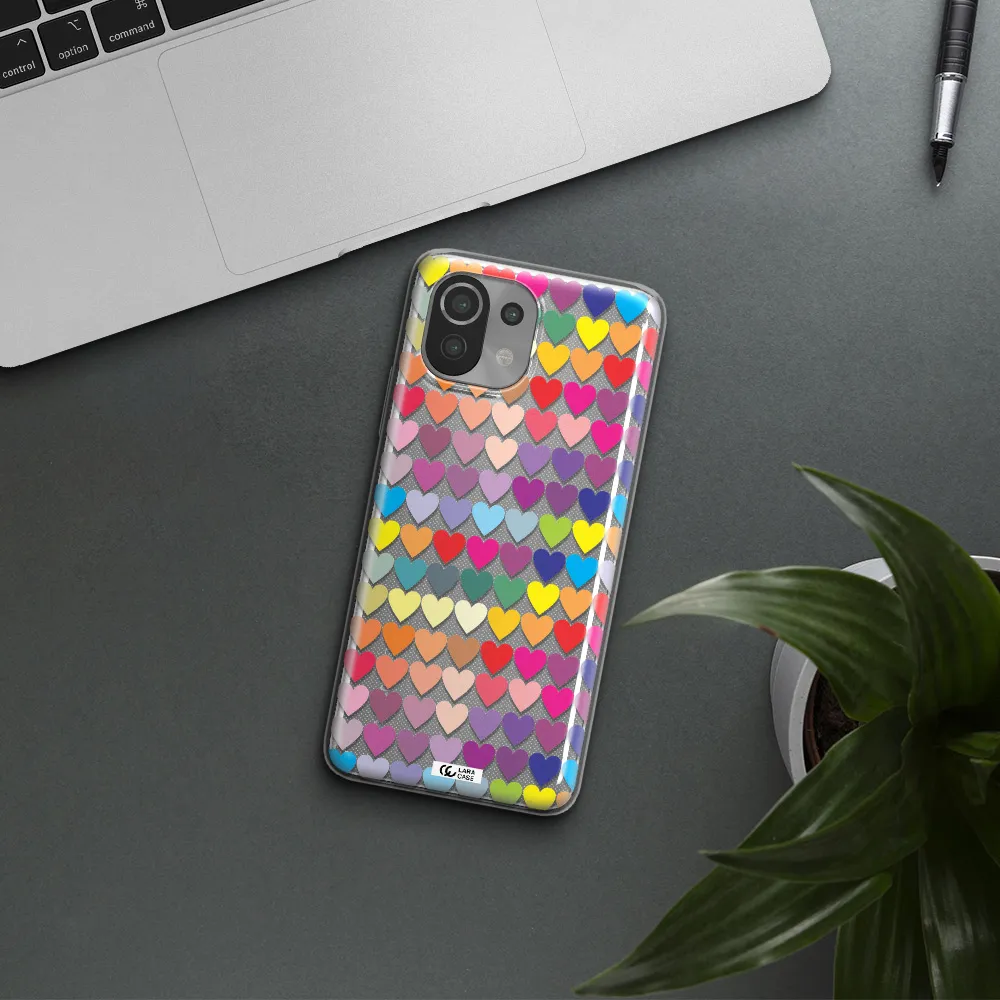 a colorful heart pattern Xiaomi Mi 11 Lite Clear TPU Case