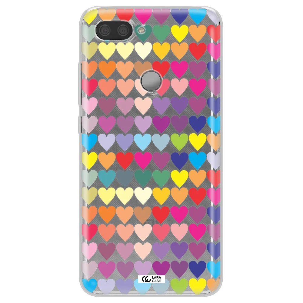 a colorful heart pattern Xiaomi Mi 8 Lite Clear TPU Case