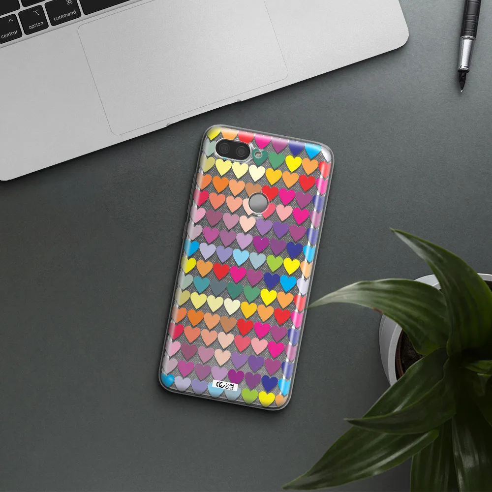a colorful heart pattern Xiaomi Mi 8 Lite Clear TPU Case