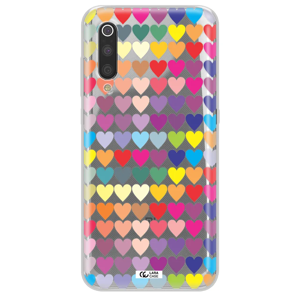 a colorful heart pattern Xiaomi Mi 9 Clear TPU Case