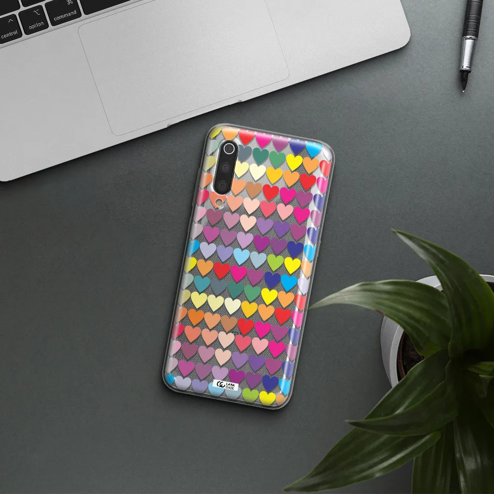 a colorful heart pattern Xiaomi Mi 9 Clear TPU Case