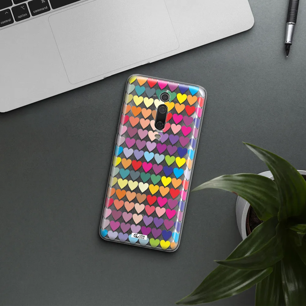 a colorful heart pattern Xiaomi Mi 9T Clear TPU Case