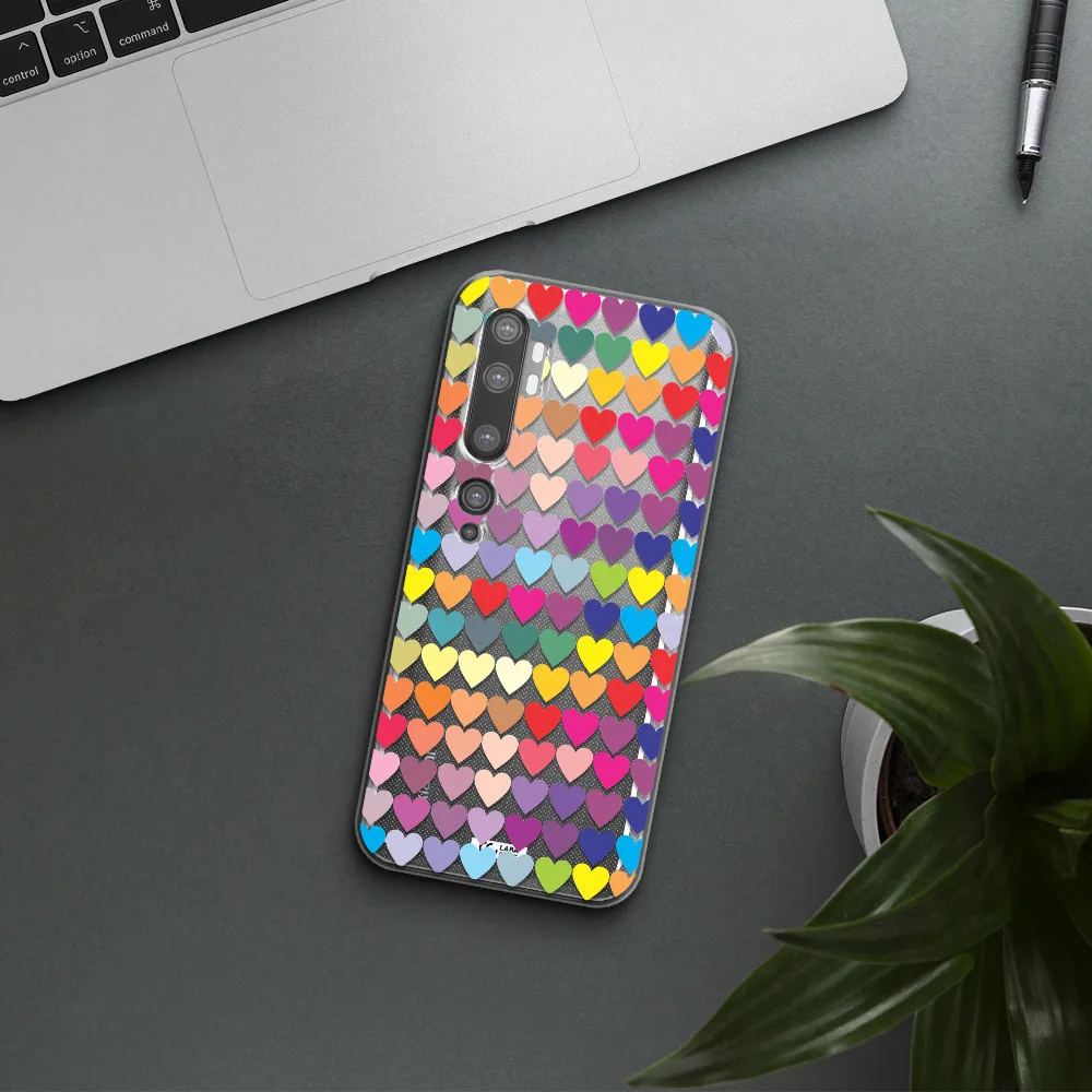 a colorful heart pattern Xiaomi Mi Note 10 Clear TPU Case