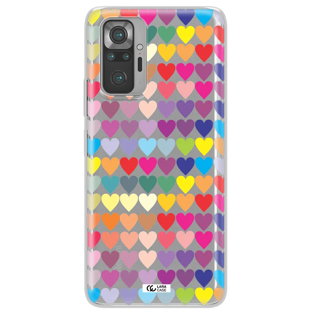 a colorful heart pattern Xiaomi Note 10 Pro Clear TPU Case