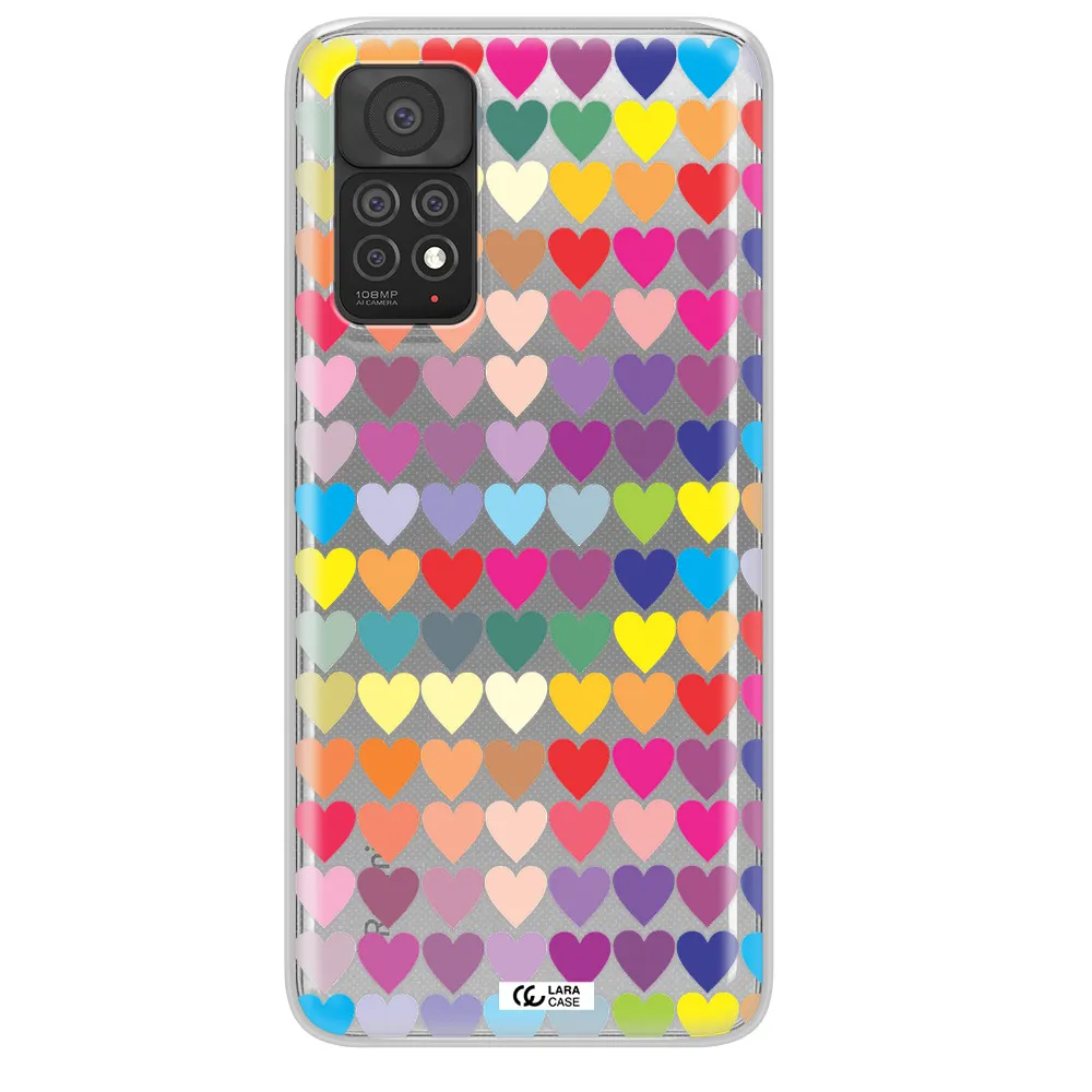 a colorful heart pattern Xiaomi Note 11 Pro Clear TPU Case