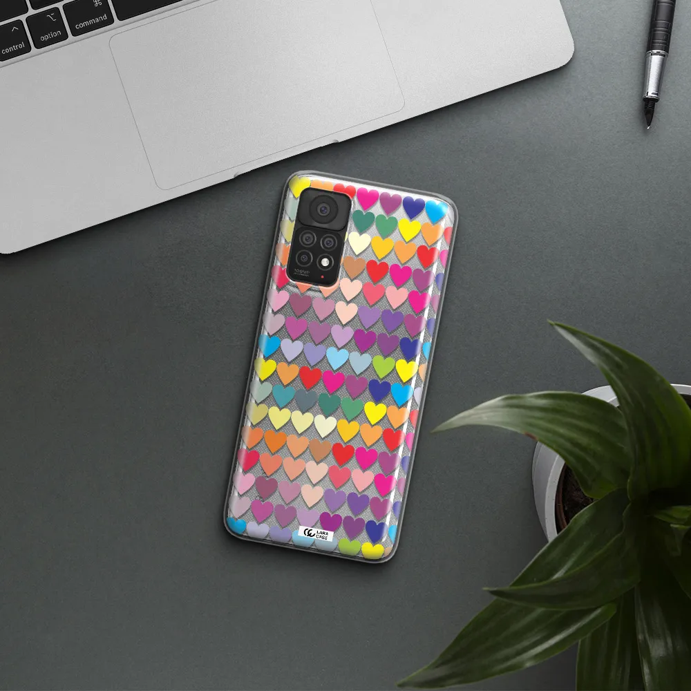 a colorful heart pattern Xiaomi Note 11 Pro Clear TPU Case